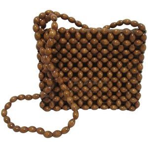 *Retro Italian Lacquered Cognac Beads Shoulder Bag